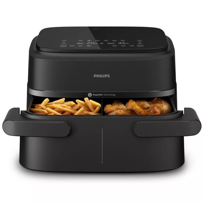 Fritadeira Philips 1000 series NA150/00 dupla 7 l de bancada 2450 W fritadeira de ar quente preta