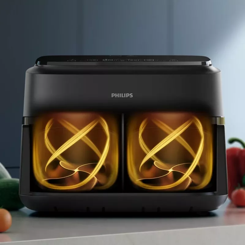 Fritadeira Philips 1000 series NA150/00 dupla 7 l de bancada 2450 W fritadeira de ar quente preta