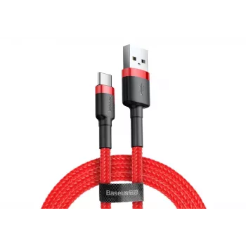 Cabo de carregamento rápido BASEUS Cafule entrelaçado – USB Type-A para Type-C 2 A – 2 m – vermelho (nylon)
