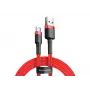 Cabo de carregamento rápido BASEUS Cafule entrelaçado – USB Type-A para Type-C 2 A – 2 m – vermelho (nylon)