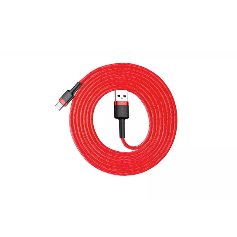 Cabo de carregamento rápido BASEUS Cafule entrelaçado – USB Type-A para Type-C 2 A – 2 m – vermelho (nylon)