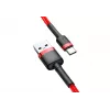 Cabo de carregamento rápido BASEUS Cafule entrelaçado – USB Type-A para Type-C 2 A – 2 m – vermelho (nylon)