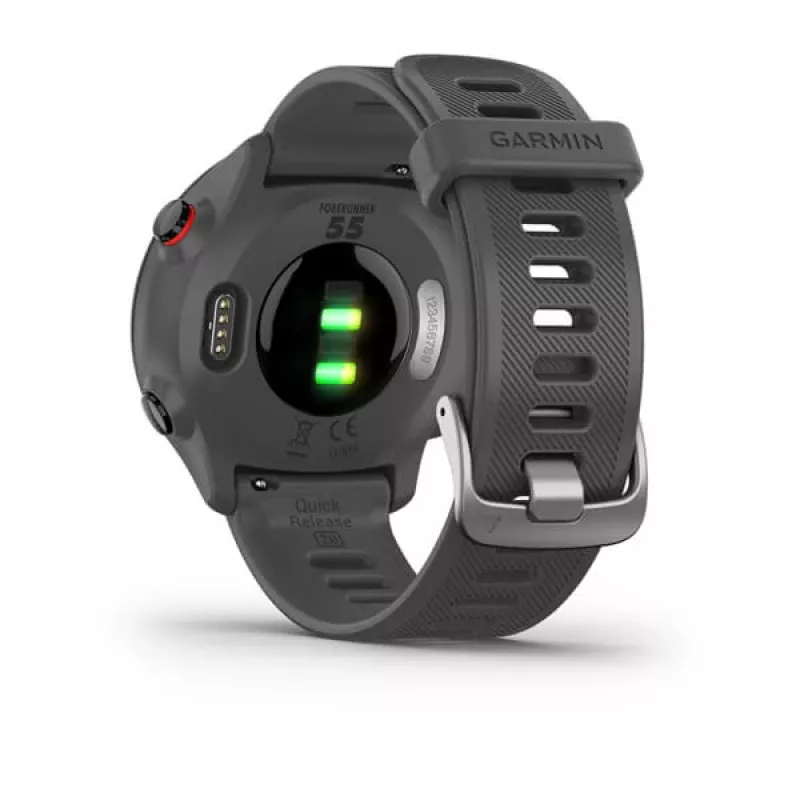Smartwatch GARMIN Forerunner 55, caixa redonda de 42 mm, cinzento, bracelete de silicone, GPS/GLONASS/Galileo, resistência à água 5 ATM