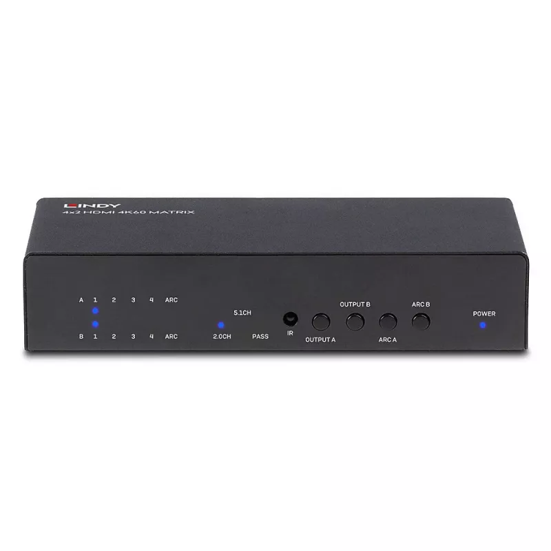 Comutador matriz AV Lindy 4x2 HDMI 4K60 Matrix