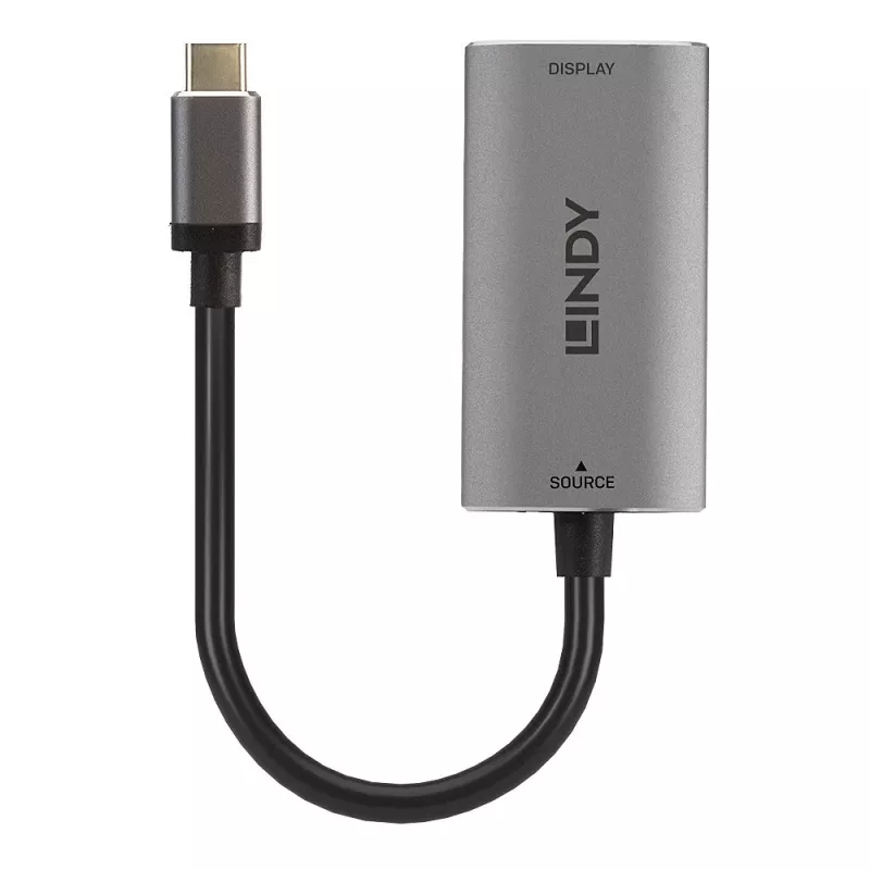 Conversor USB Type-C para HDMI 8K60 Lindy, 0,11 m, USB Type-C, HDMI, macho, fêmea, reto