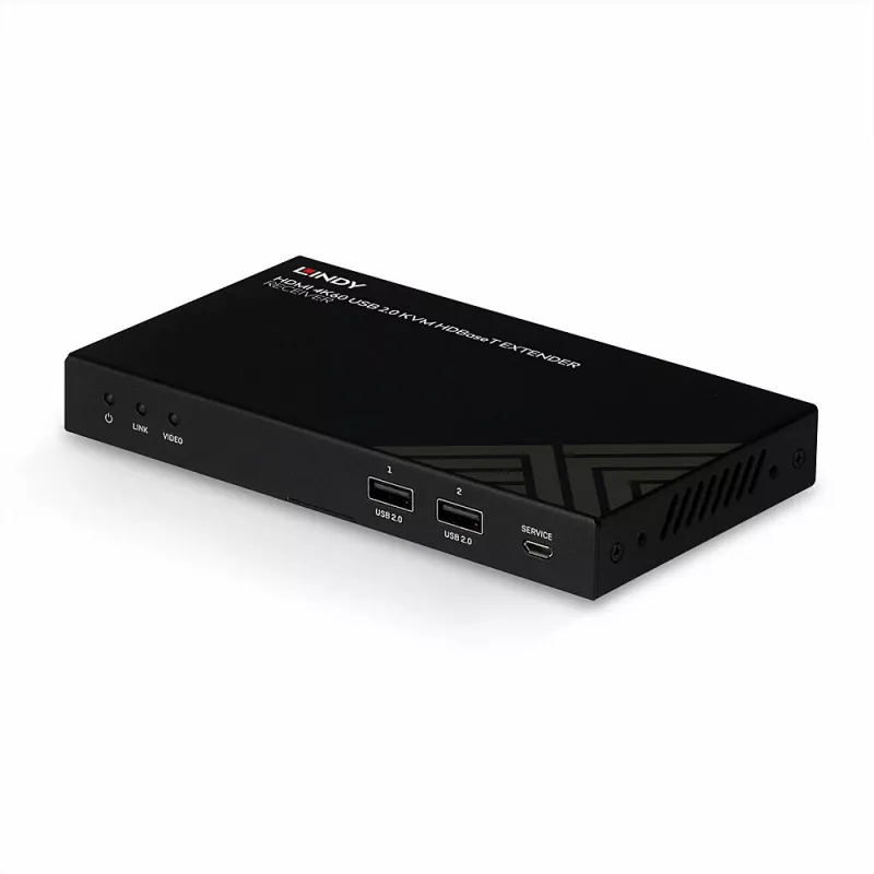 Extensor KVM HDBaseT Lindy 150m Cat.6 HDMI 4K60, IR, RS-232 e áudio, recetor