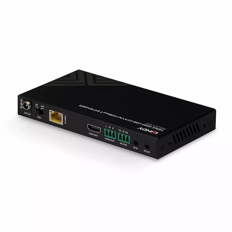 Extensor KVM HDBaseT Lindy 150m Cat.6 HDMI 4K60, IR, RS-232 e áudio, recetor