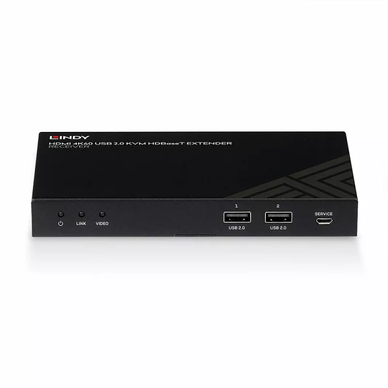 Extensor KVM HDBaseT Lindy 150m Cat.6 HDMI 4K60, IR, RS-232 e áudio, recetor
