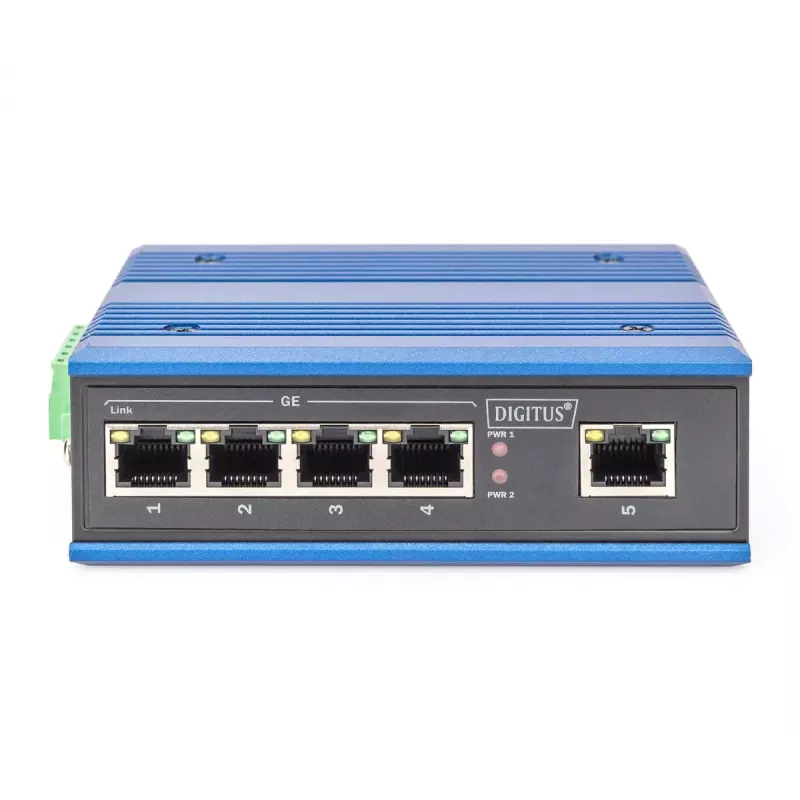 Digitus DN-651118 switch Gigabit industrial de 5 portas, não gerido, calha DIN