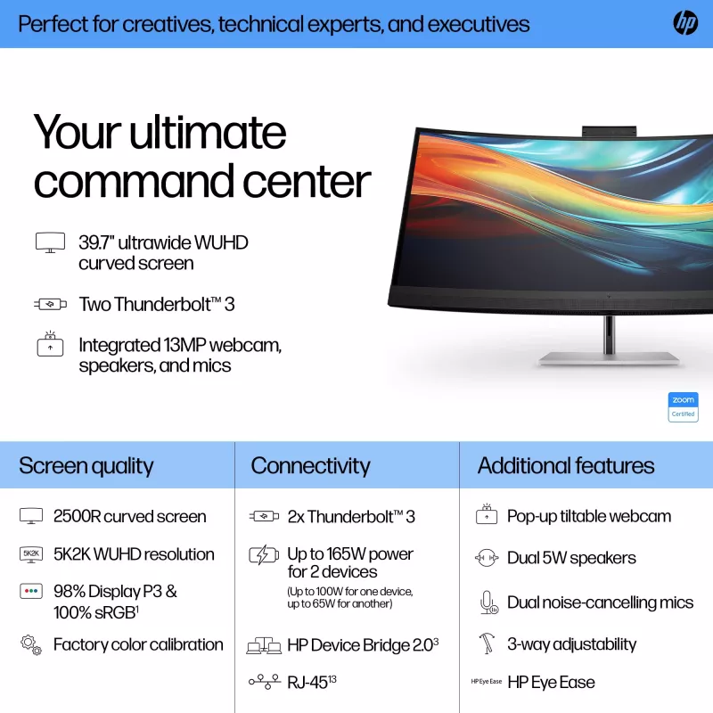 Monitor de conferência HP Series 7 Pro 39,7 polegadas 5K2K -740pm