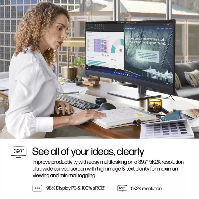 Monitor de conferência HP Series 7 Pro 39,7 polegadas 5K2K -740pm