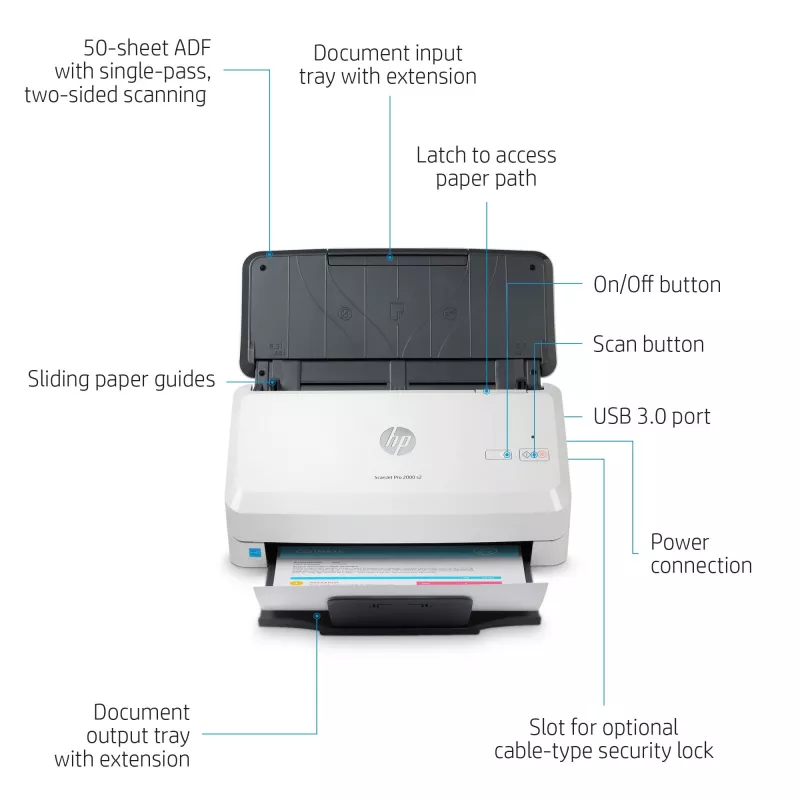 Digitalizador com alimentador HP Scanjet Pro 2000 s2