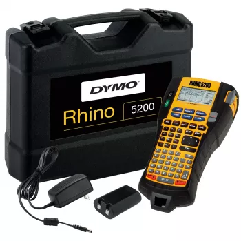 Impressora de etiquetas industriais DYMO RHINO 5200 | kit de etiquetadora com mala | teclas rápidas que poupam tempo, impressão rápida, etiquetadora durável para estaleiros e tarefas de etiquetagem exigentes (ficha EU Type-C)