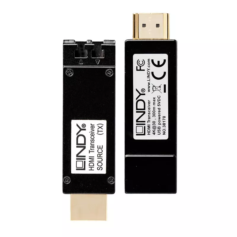 Emissor e recetor AV Lindy 300m fibra ótica HDMI 4K30 extensor