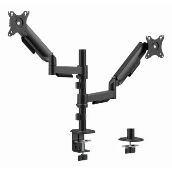 Suporte de secretária para monitor Gembird MA-DA2P-02 para 2 ecrãs, até 81,3 cm (32 polegadas), VESA 75x75–100x100, peso máx. 9 kg por ecrã, morsa/passagem pela secretária, preto