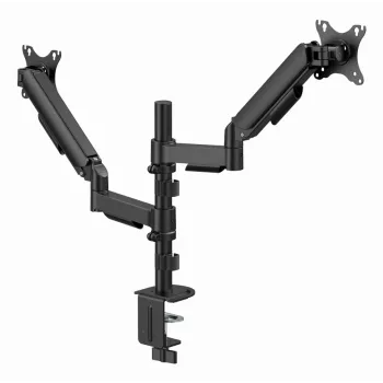 Suporte de secretária para monitor Gembird MA-DA2P-02 para 2 ecrãs, até 81,3 cm (32 polegadas), VESA 75x75–100x100, peso máx. 9 kg por ecrã, morsa/passagem pela secretária, preto