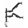 Suporte de secretária para monitor Gembird MA-DA2P-02 para 2 ecrãs, até 81,3 cm (32 polegadas), VESA 75x75–100x100, peso máx. 9 kg por ecrã, morsa/passagem pela secretária, preto