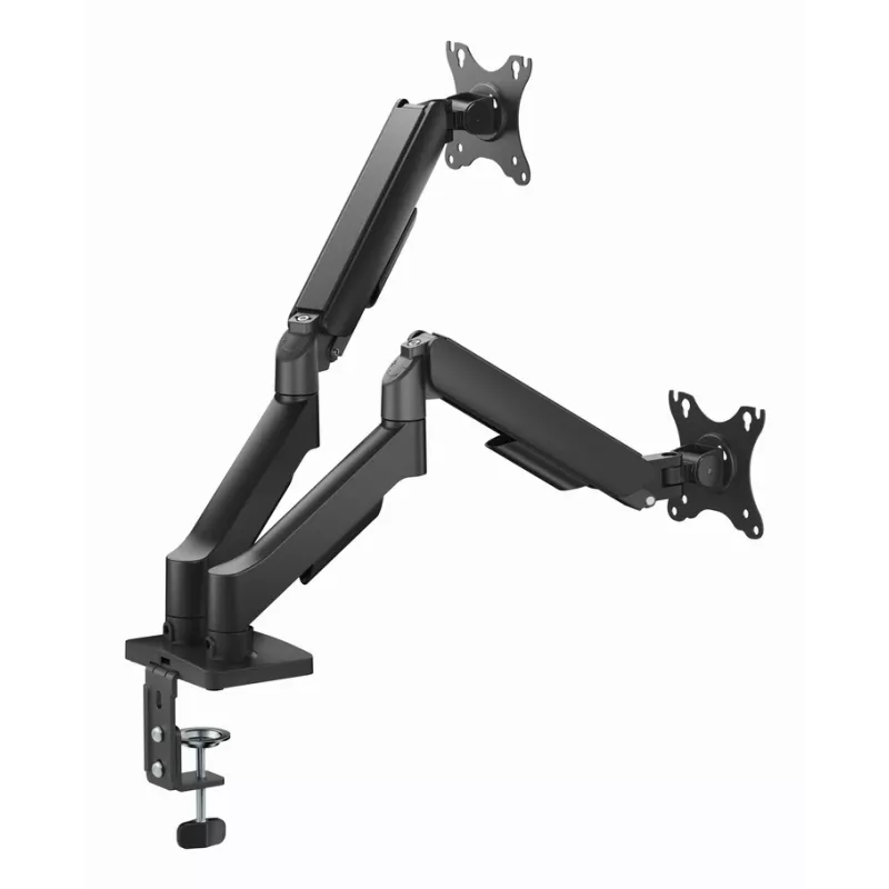 Braço de monitor de secretária ajustável GEMBIRD para dois ecrãs com portas USB, 43,2-81,3 cm (17-32 polegadas)
