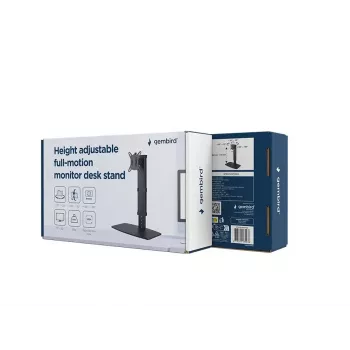 Suporte de secretária para monitor GEMBIRD MS-D1ST-02 — regulável em altura, totalmente articulado para ecrãs de 17–32 polegadas, máx. 8 kg, VESA 75x75–100x100, preto