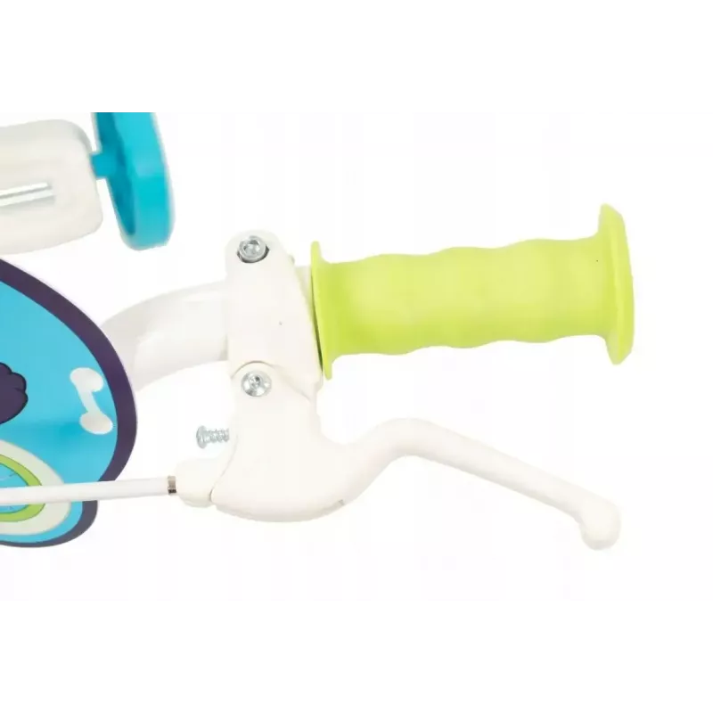 Bicicleta infantil Toimsa Bluey 12 polegadas — roda de 12 polegadas, azul e lima, travão dianteiro e traseiro, rodas de apoio
