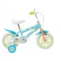 Bicicleta infantil Toimsa Bluey 12 polegadas — roda de 12 polegadas, azul e lima, travão dianteiro e traseiro, rodas de apoio