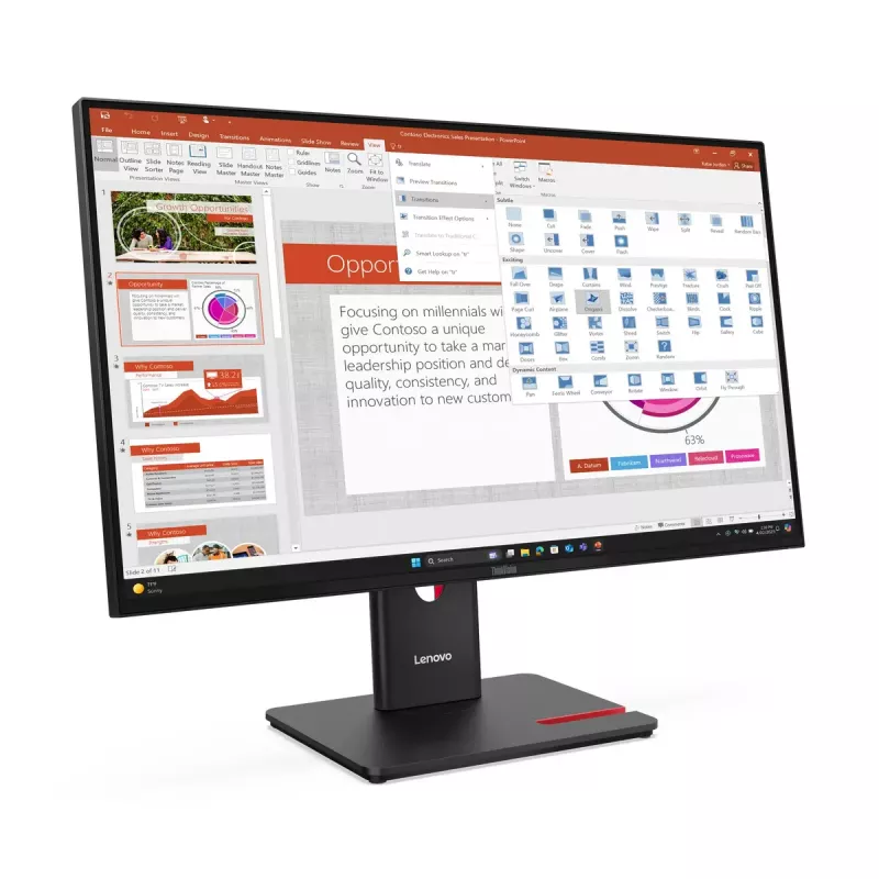 Monitor Lenovo ThinkVision T27-40 27 polegadas Full HD IPS LED 1920x1080, 300 cd/m², 120 Hz, hub USB, VESA