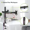 Suporte para monitor TECHLY ICA-LCD-382-D para 2 ecrãs, fixação de mesa, até 27 polegadas, 20 kg, VESA 75x75–100x100, preto