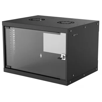 Armário de rede de parede INTELLINET 714143 — 6U 19 polegadas, 540×400×353 mm, aço galvanizado, frente em vidro, IP20, máx. 50 kg