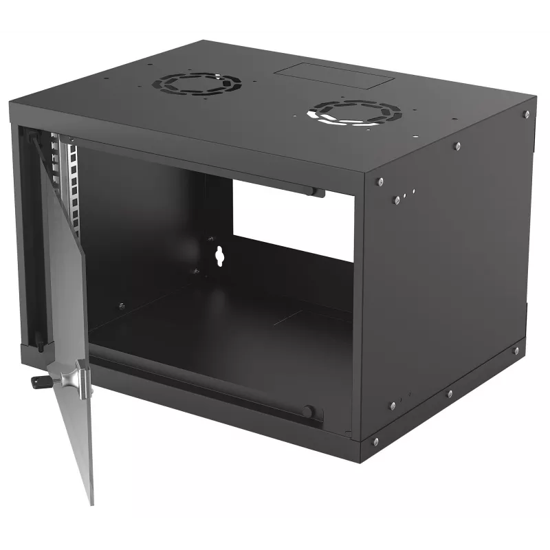 Armário de rede de parede INTELLINET 714143 — 6U 19 polegadas, 540×400×353 mm, aço galvanizado, frente em vidro, IP20, máx. 50 kg