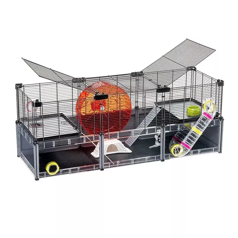Gaiola para roedores FERPLAST Multipla Hamster large 107,5×37,5×42 cm, metal, preto