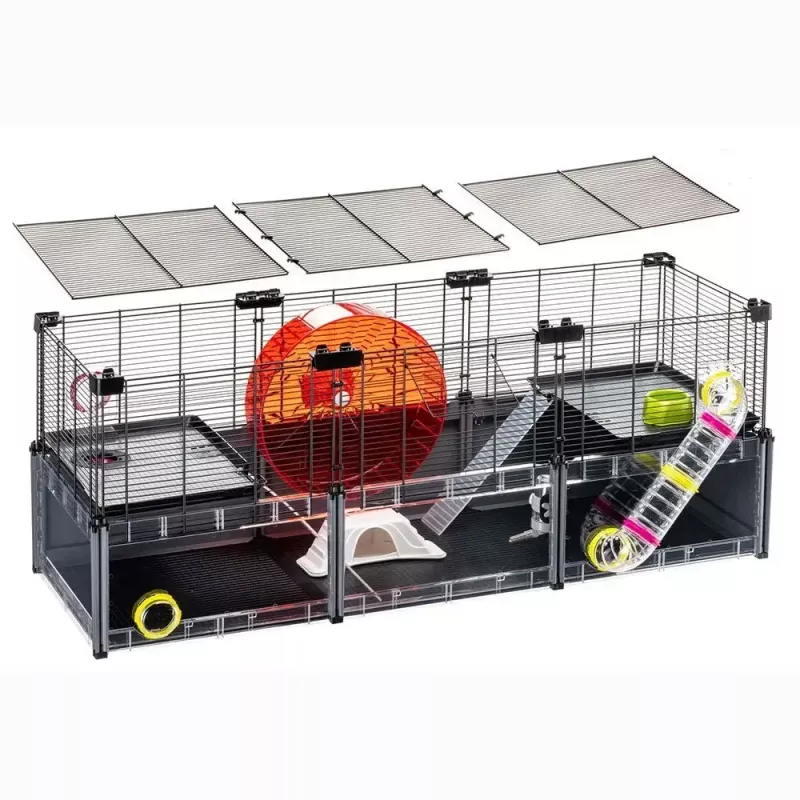 Gaiola para roedores FERPLAST Multipla Hamster large 107,5×37,5×42 cm, metal, preto
