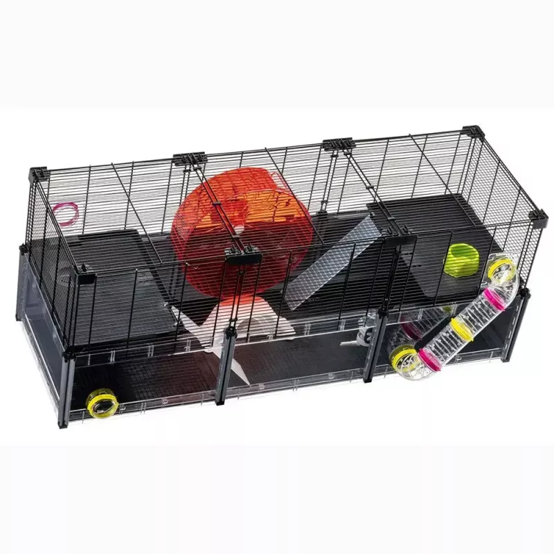 Gaiola para roedores FERPLAST Multipla Hamster large 107,5×37,5×42 cm, metal, preto