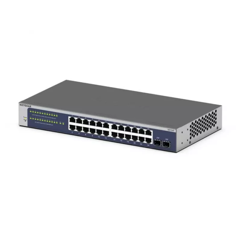 NETGEAR GS724Tv6 Gerido L2+/L3 Gigabit Ethernet (10/100/1000) 1U Azul, Cinzento