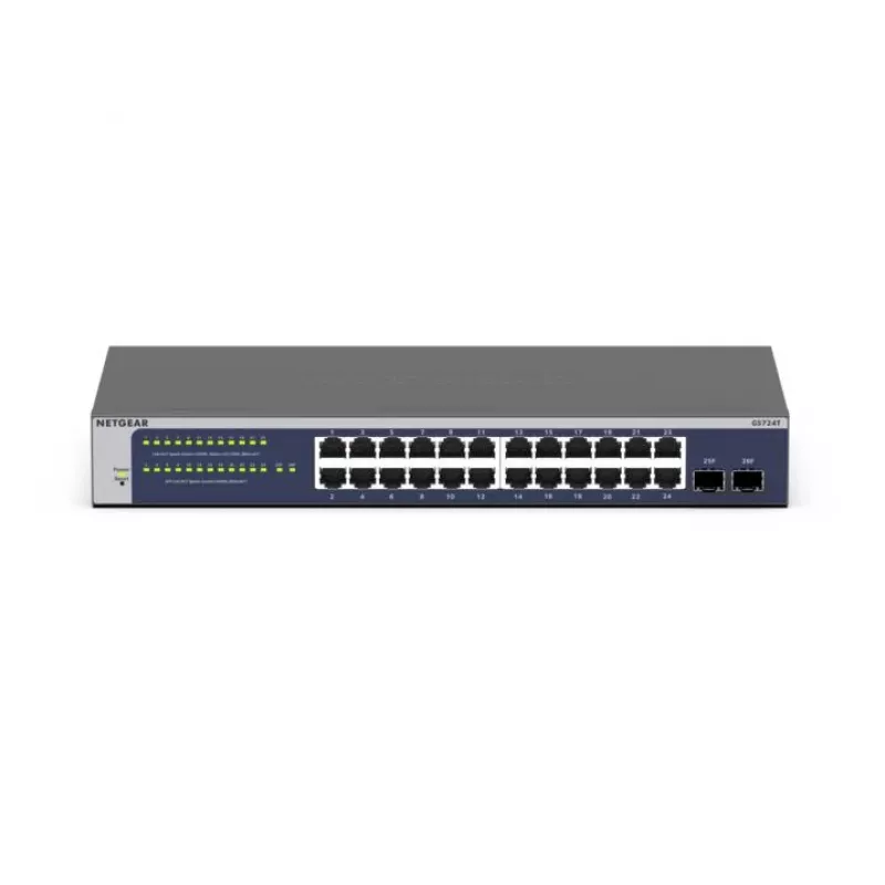 NETGEAR GS724Tv6 Gerido L2+/L3 Gigabit Ethernet (10/100/1000) 1U Azul, Cinzento
