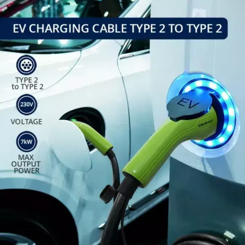 Cabo de carregamento para veículos elétricos Qoltec 52472 Type 2 5m 7kW 32A