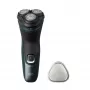 Máquina de barbear elétrica Philips 3000X Series X3052/00 — rotativa, 3 cabeças de corte, molhado e seco, bateria NiMH, 45 min. de autonomia, aparador, preto/verde