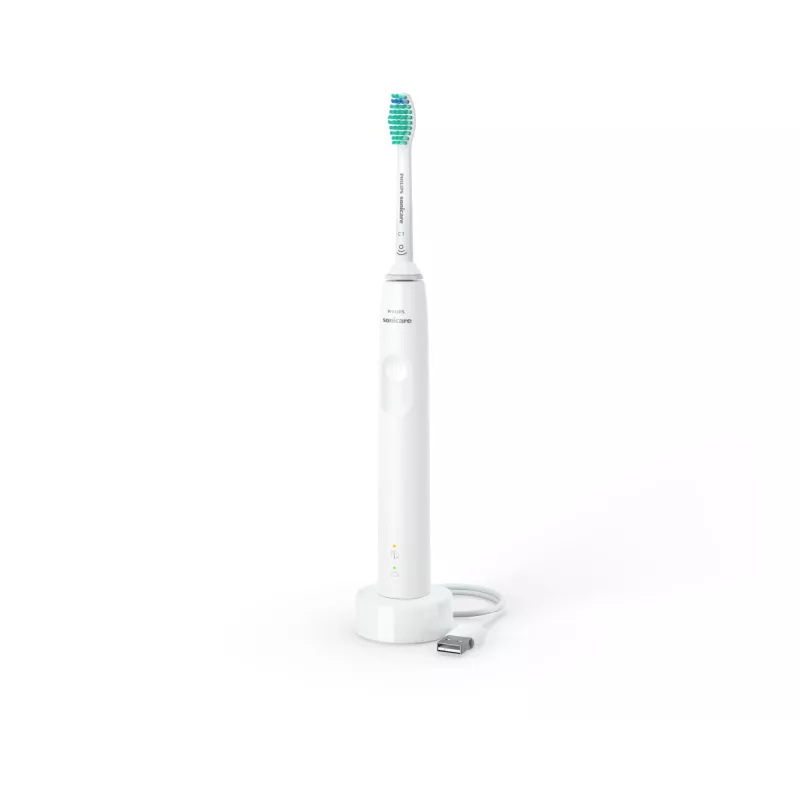 Escova de dentes sónica Philips 3100 series HX3671/13 – tecnologia sónica, 31.000 movimentos/min., sensor de pressão, Li-Ion, bateria incorporada, 1 cabeça de escova, Branco