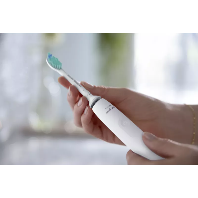 Escova de dentes sónica Philips 3100 series HX3671/13 – tecnologia sónica, 31.000 movimentos/min., sensor de pressão, Li-Ion, bateria incorporada, 1 cabeça de escova, Branco