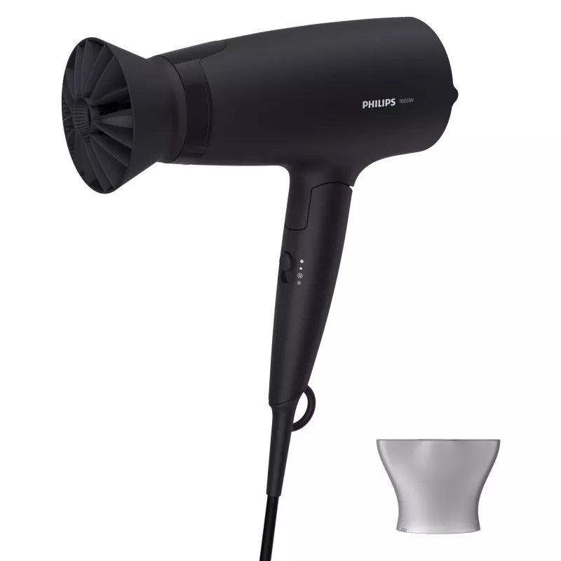 Secador de cabelo Philips 3000 Series BHD308/10 — 1600 W, 3 níveis de calor e 3 de velocidade, cabo dobrável, argola de suspensão