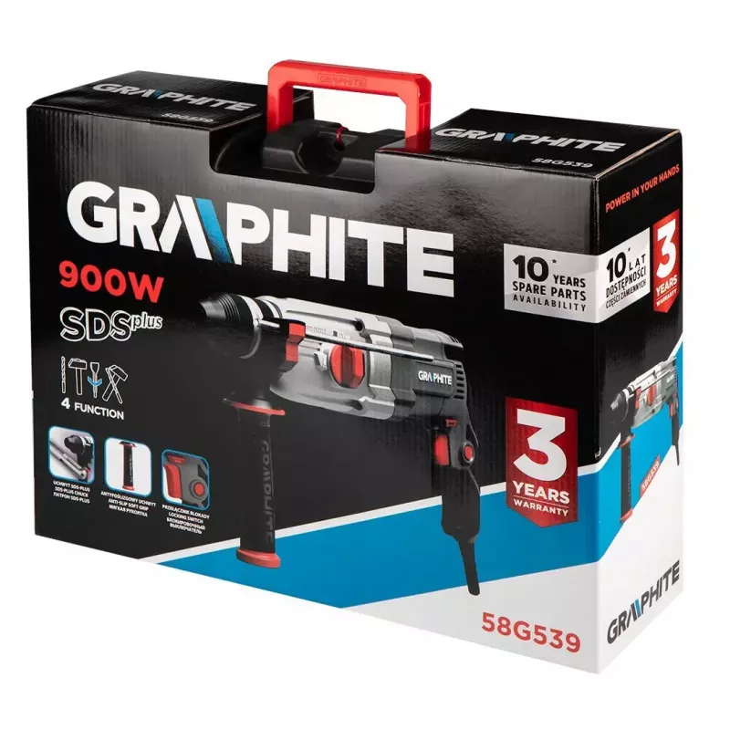 Martelo perfurador GRAPHITE 58G539 — design compacto de uma peça