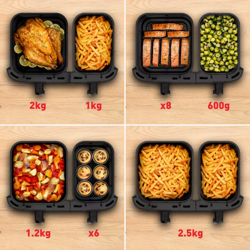 Fritadeira Tefal Easy Fry Dual XXL EY942HE0 dupla 11 L de bancada 2020 W fritadeira de ar quente cinzento