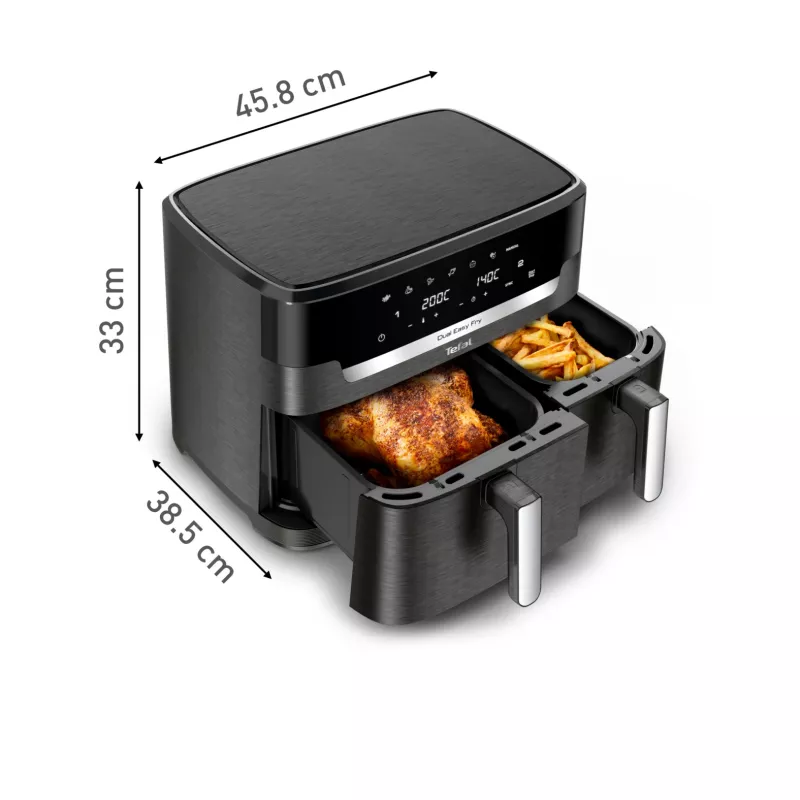 Fritadeira Tefal Easy Fry Dual XXL EY942HE0 dupla 11 L de bancada 2020 W fritadeira de ar quente cinzento