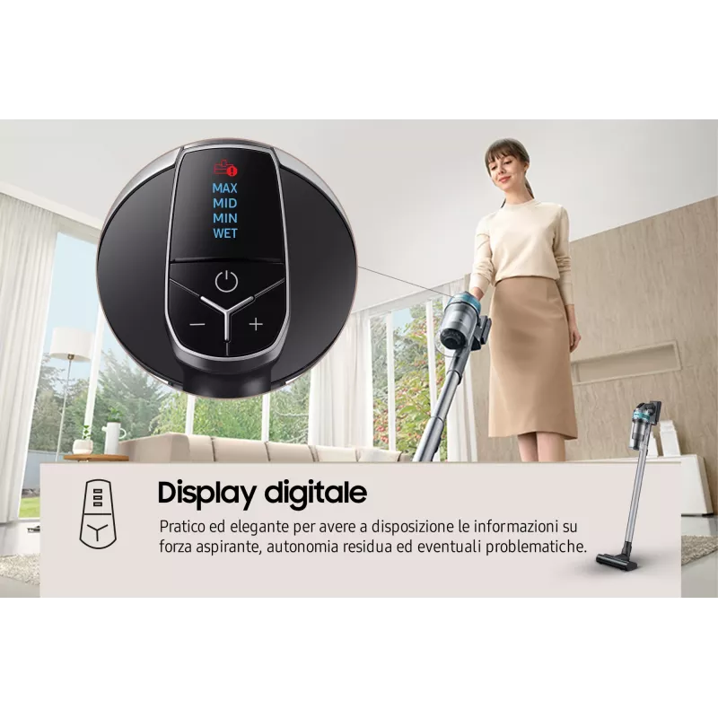 Aspirador vertical 2 em 1 Samsung VS20B75AGR1 com bateria, sem saco, 550 W, preto, cor menta