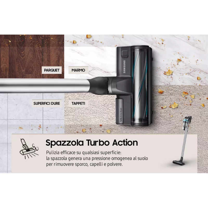 Aspirador vertical 2 em 1 Samsung VS20B75AGR1 com bateria, sem saco, 550 W, preto, cor menta