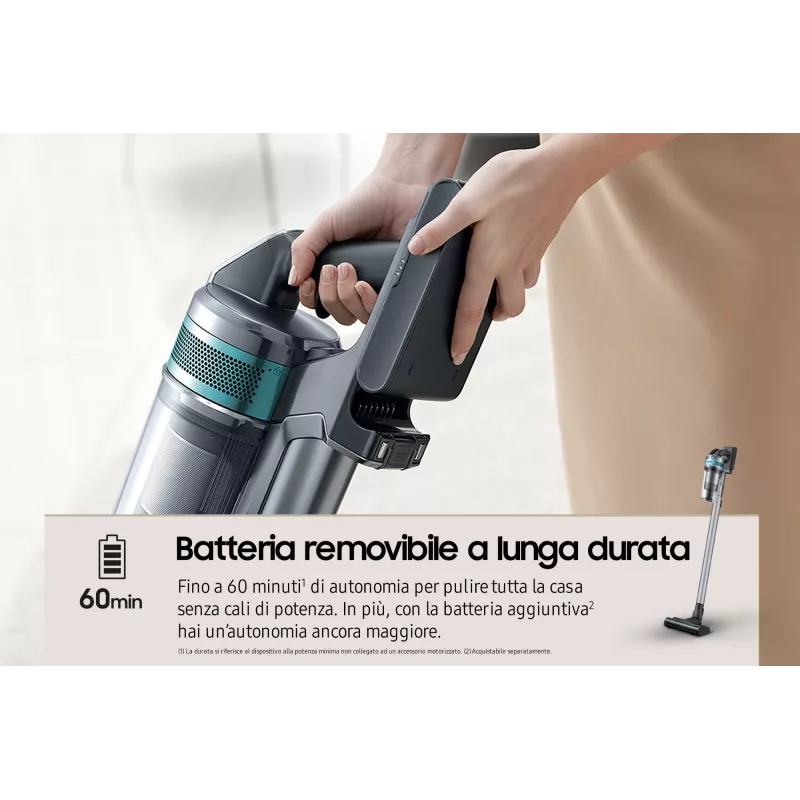 Aspirador vertical 2 em 1 Samsung VS20B75AGR1 com bateria, sem saco, 550 W, preto, cor menta