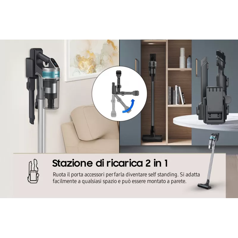 Aspirador vertical 2 em 1 Samsung VS20B75AGR1 com bateria, sem saco, 550 W, preto, cor menta
