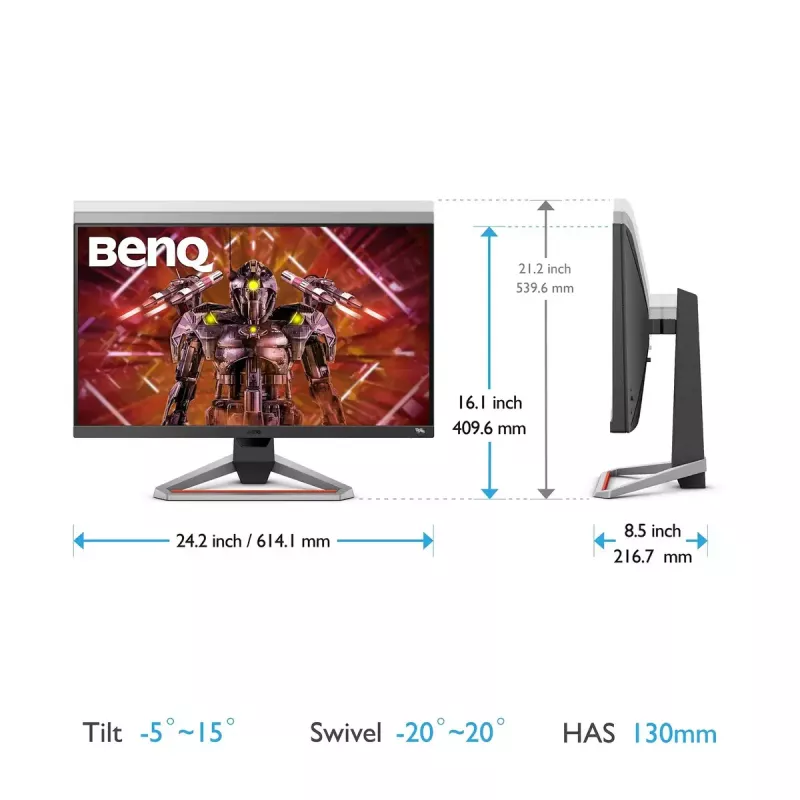 BenQ Mobiuz EX2710U monitor gaming de 27 polegadas 4K UHD 3840x2160 IPS 144 Hz, 1 ms, DisplayHDR 600 cd/m², 2x HDMI, DisplayPort, hub USB, colunas com subwoofer, altura ajustável