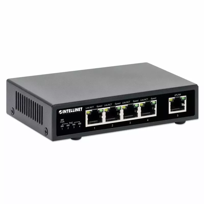 Switch Intellinet 5 portas Gigabit Ethernet PoE+ 62W 4 portas PSE