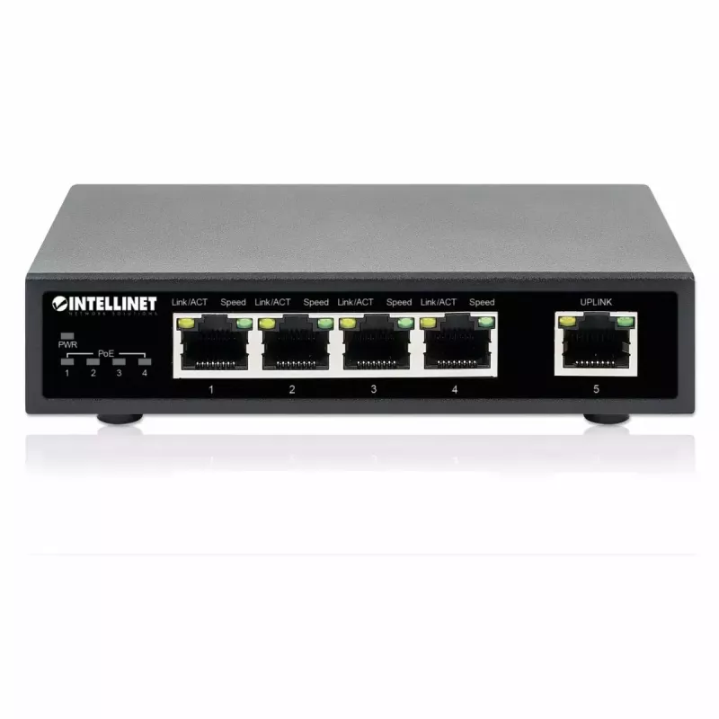 Switch Intellinet 5 portas Gigabit Ethernet PoE+ 62W 4 portas PSE