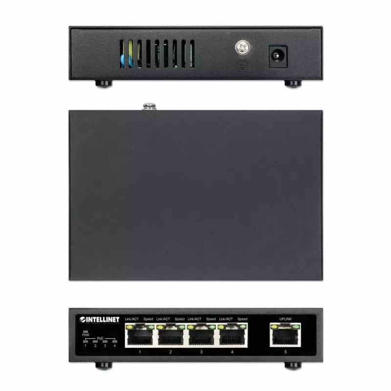 Switch Intellinet 5 portas Gigabit Ethernet PoE+ 62W 4 portas PSE